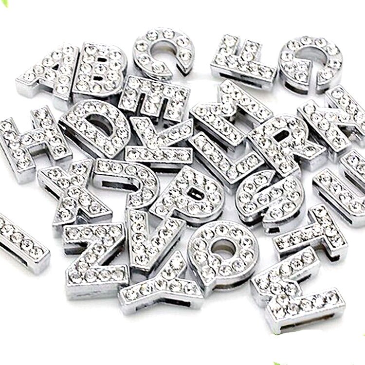 Hicarer 26 Pieces Rhinestone Letters Cube Beads ABC Alphabet Dice Beads AZ  Beads Big Hole DIY Charm for Jewelry Making Bracelet Necklace Earrings