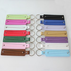 14pcs Faux Leather Key Chains - 14 Different Colors PU Leather -DIY Bracelet Charms Making Supplies-Fit for the 8mm Slide Charms