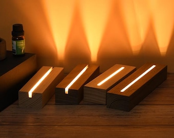 LED-Holzsockel – für Nachtlicht, Kunstharz-Display, Kristallschmuck-Display, Partygeschenk für Kindergeburtstage – Batteriebetrieben