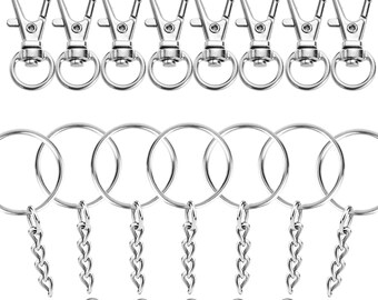 120Pcs Swivel Snap Hook and Key Rings with Chain for Key chain Lanyard DIY Craft