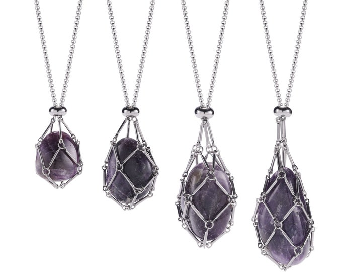 New Design Adjustable Staineless Steel  Necklace Empty Stone Holder, Necklace for crystal , Quartz Raw Stones Holder Necklace