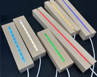 Base de madera LED: para base de luz nocturna, exhibición de arte de resina, exhibición de joyas de cristal, fiesta, regalo para niños, carga por cable USB