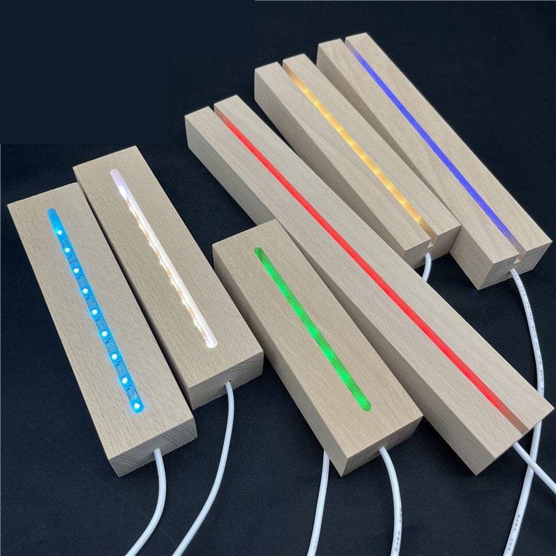Wooden LED Light Base w/ acrylic insert (rectangle) – Crazy Laser