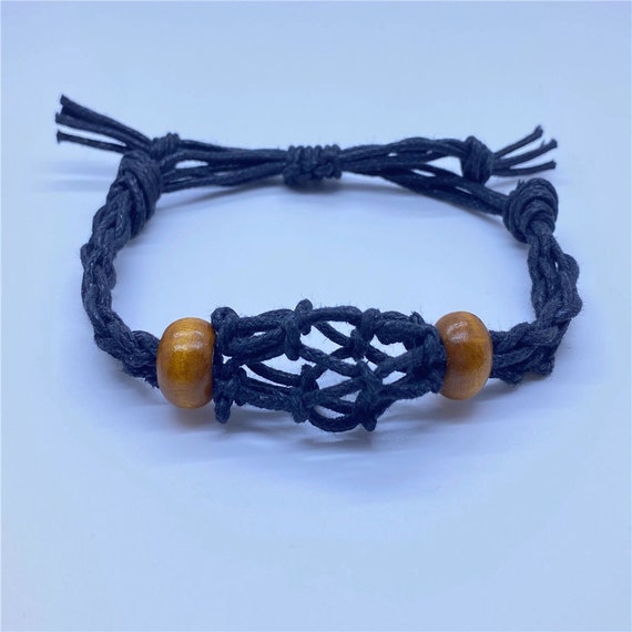 Porte-bracelet En Corde Ajustable Pour Pierres – DIY Bijoux – Cage à Cristaux, Perles, Coquillages (coton Ciré)