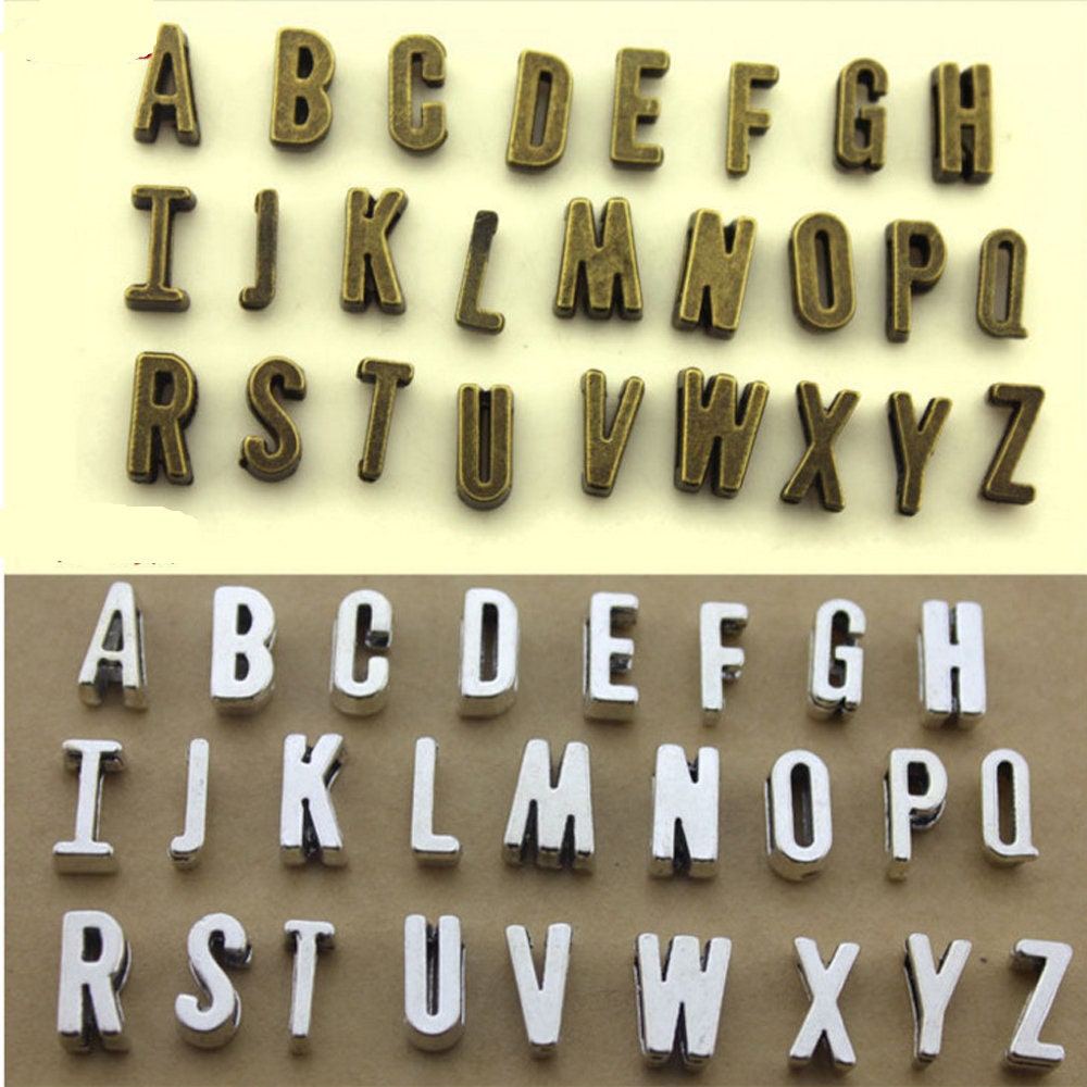 104pcs A-Z Flat 11mm Slide Alphabet Letters(the Size of the Slide Hole ...