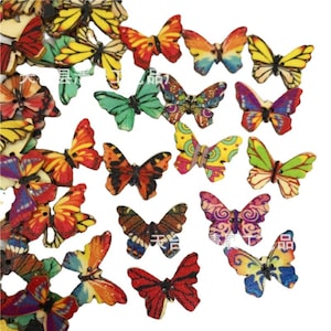 Pack of 100 25mm / 1inch Butterfly Design buttons, wooden buttons, sewing buttons,