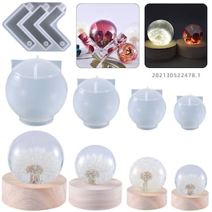 Ball Desktop Decoration Mold /Mould with LED Wood Base-For Night Light Base Resin Art Display Crystal Jewelry Display Kids Party Gifting