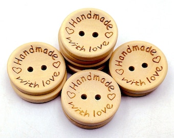 Kostenloser Versand-Pack von 100 15/20/25mm mit Lovebuttons, Holzknöpfen, Nähknöpfen, Multi-Farbknöpfen