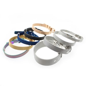 Pack of 5pcs 6-18mm Blank Silver / Golded Color / Rose Gold Color Stainless Steel Bracelets for Slide Charms -DIY Bracelet Making Supplies