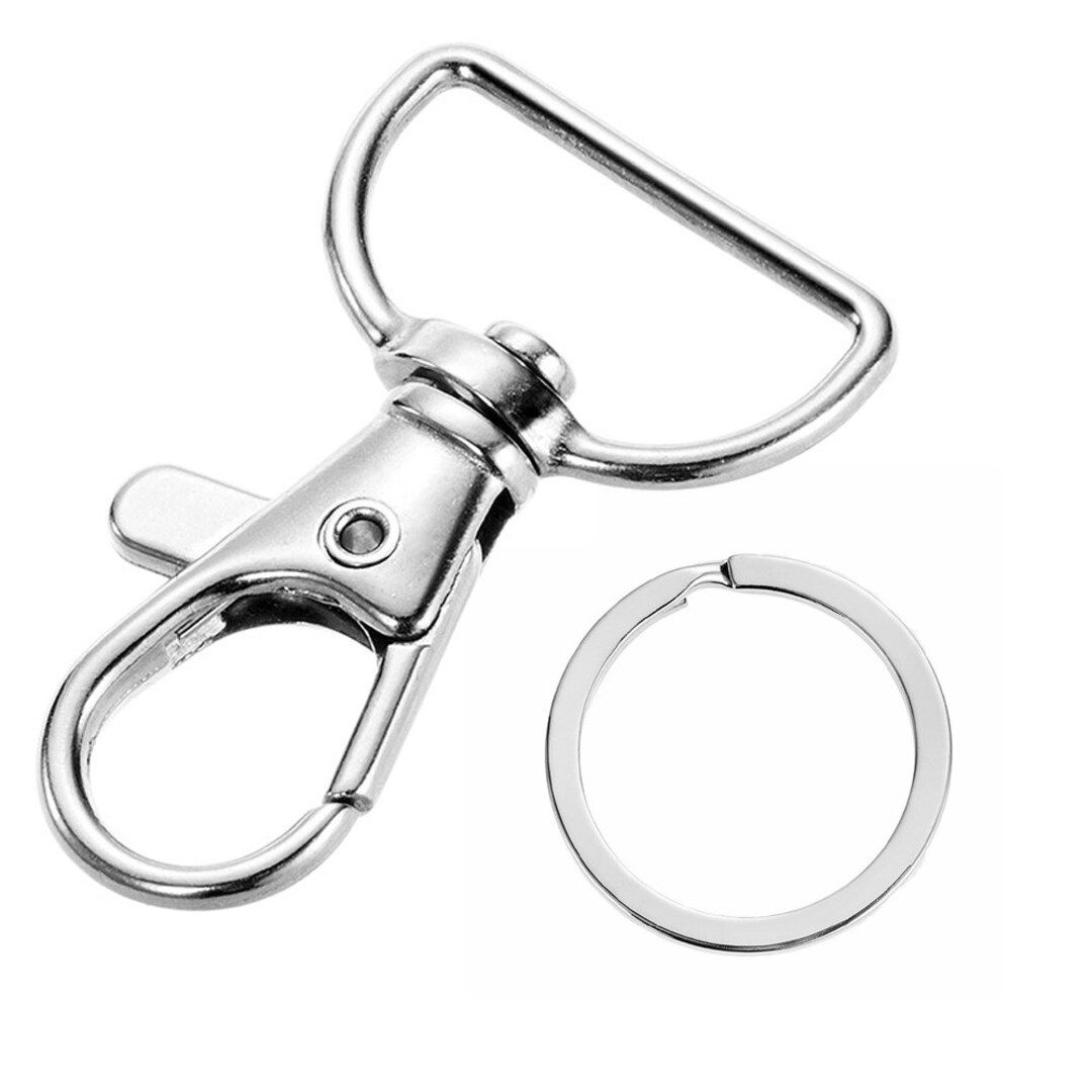 50pcs Dring Lanyard Lobster Claw Clasp and 50pcs Key Rings 1.5 Length