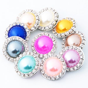 10pcs 18mm Glass and Rhinestones  Snap Button Charms for Snap Jewelry Making