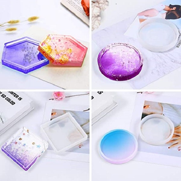 Hexagon Coaster Resin Casting Mold Silicone Making Dried Flower Mould Craft DIY~ Hexagon Coaster Resin Casting Mold Silicone Making Dried Flower Mould Craft DIY~