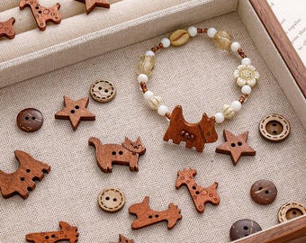 Pack of 100 Cat/Dog Design buttons, wooden buttons, sewing buttons,art design buttom accessory