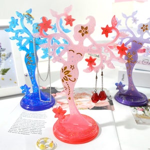 1 Set Beauty Jewelry Stand Mould Jewelry Display Stand Table Silicone Mould Resin Mold, DIY Resin Decorations Art Resin Mold with Base Mold