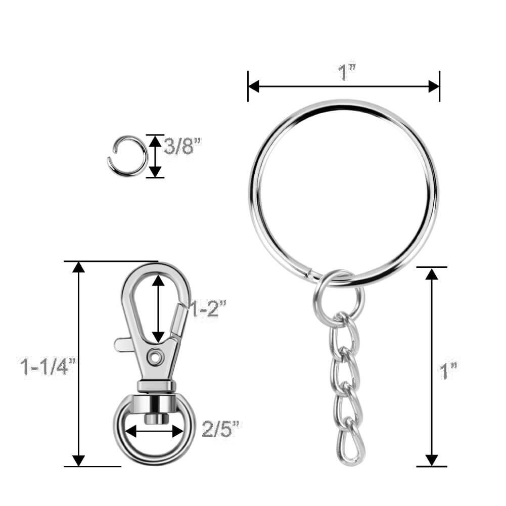 120Pcs Swivel Snap Hook and Key Rings with Chain for Key chain Etsy