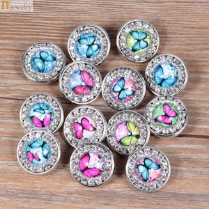 10pcs 18mm Random Style(as the picture show) Chunk Snap Button Charms for Snap Clasp Bracelet