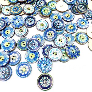 Pack of 100 15mm/20mm/25mm Blue buttons, wooden buttons, sewing buttons,