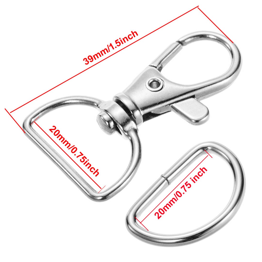 50pcs D-ring Lanyard Lobster Claw Clasp and 50pcs D- Rings -1.5
