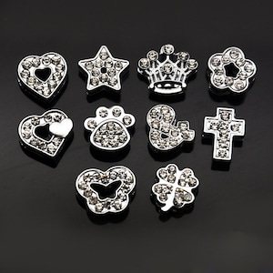 50pcs Mix Style Full Rhinestones 8mm Slide Accessory for 8mm Slide Wristbands/Bracelets,Jewelry Making Charms