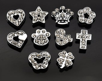 50 Stück Mix Style Volle Strass 10mm Dia-Zubehör für 10mm Dia-Armbänder / Armbänder, Schmuckherstellung Charms