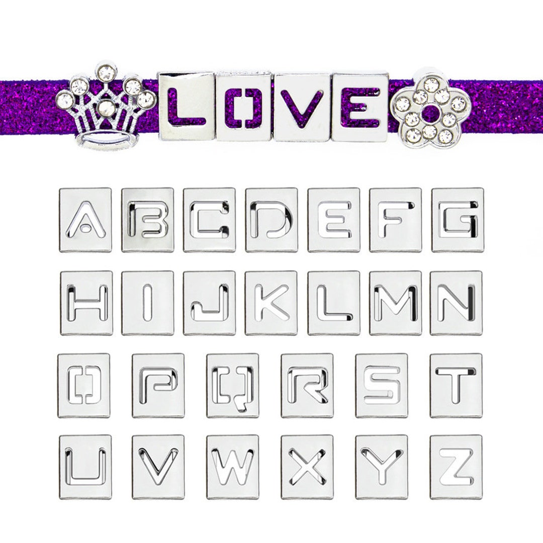 52/130/260pcs A-Z Chrome 8mm Slide Alphabet Letters for 8mm Slide ...