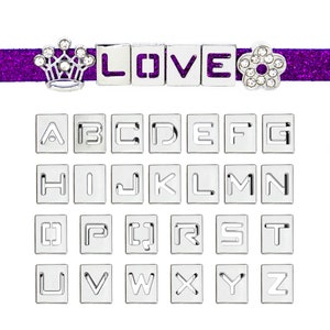 52/130/260 peças letras do alfabeto deslizantes cromadas de 8mm para pulseiras/pulseiras deslizantes de 8mm, amuletos para fazer joias