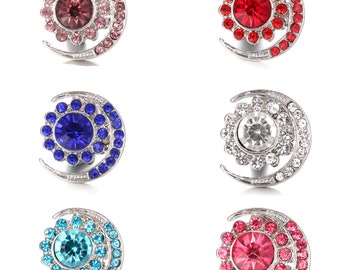 Packung mit 6 bunten Strass Mond Form schnappt Charms für Karabinerhaken Schmuck