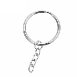 Pack of 100 1&quot;/25mm Alloy Keychains Ring Set with Chains and Jump Rings-DIY Jewelry Making Supplies