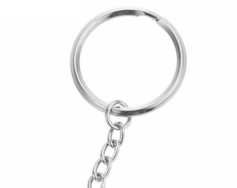 Pack of 100 1"/25mm Alloy Keychains Ring Set with Chains and Jump Rings-DIY Jewelry Making Supplies