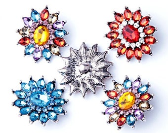 Free Shipping 5pcs 18mm-20mm Rhinestones Snaps interchangeable snaps for Noosa Chunk necklaces, rings,Jewerly & bracelet