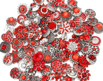 20er Pack Alle roten 18-20 mm Strass Druckknöpfe Austauschknöpfe für Ingwer Snap Halsketten, Ringe, Jewerly & Armband