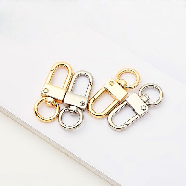20 Pcs Silver / Gold Color 35mm/1.37" Length Alloy Clasp Hooks,Key chians with 3/8 inch rings
