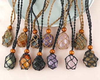 New Design Adjustable Necklace Cord Empty Stone Holder, Necklace for crystal , Quartz Raw Stone Necklace Cord, Pendant adjustable cage cord