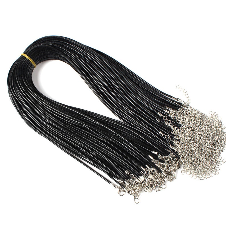 1.5mm 20inch Black Waxed Necklace Cord With Lobster Clasp for Etsy