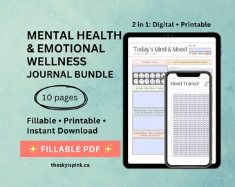 Psykisk hälsa-dagbok: Digital dagbok för självkärlek och humörspårning (PDF)