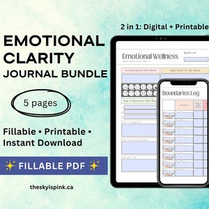 Emotionell klarhetsjournal: Ifyllbart formulär för humör- och triggerspårning (PDF digital nedladdning) bild 1