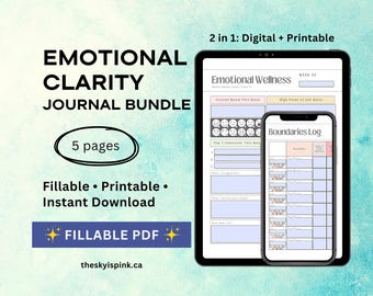 Pacote de Diário de Clareza Emocional: Formulário Preenchável para Rastreamento de Humor e Gatilhos (Download Digital em PDF)