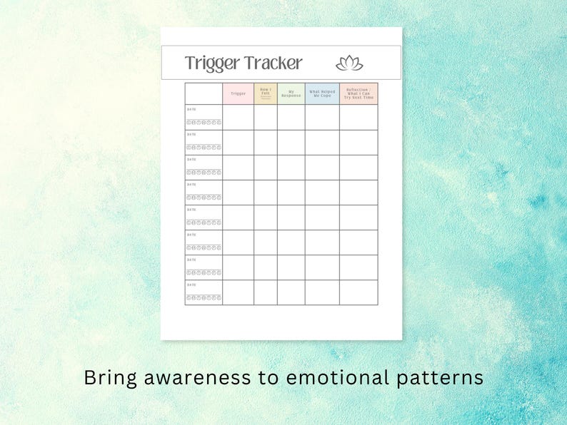 Emotionell klarhetsjournal: Ifyllbart formulär för humör- och triggerspårning (PDF digital nedladdning) bild 7