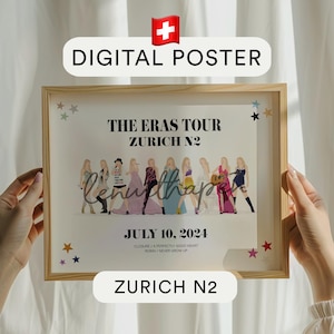 ZURICH NIGHT 2 – Póster imprimible – Eras Tour – Decoración de pared con arte digital – 10 de julio de 2024 – Recuerdo de canciones sorpresa