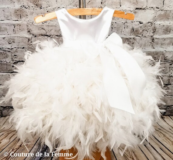 unique feather flower girl dresses