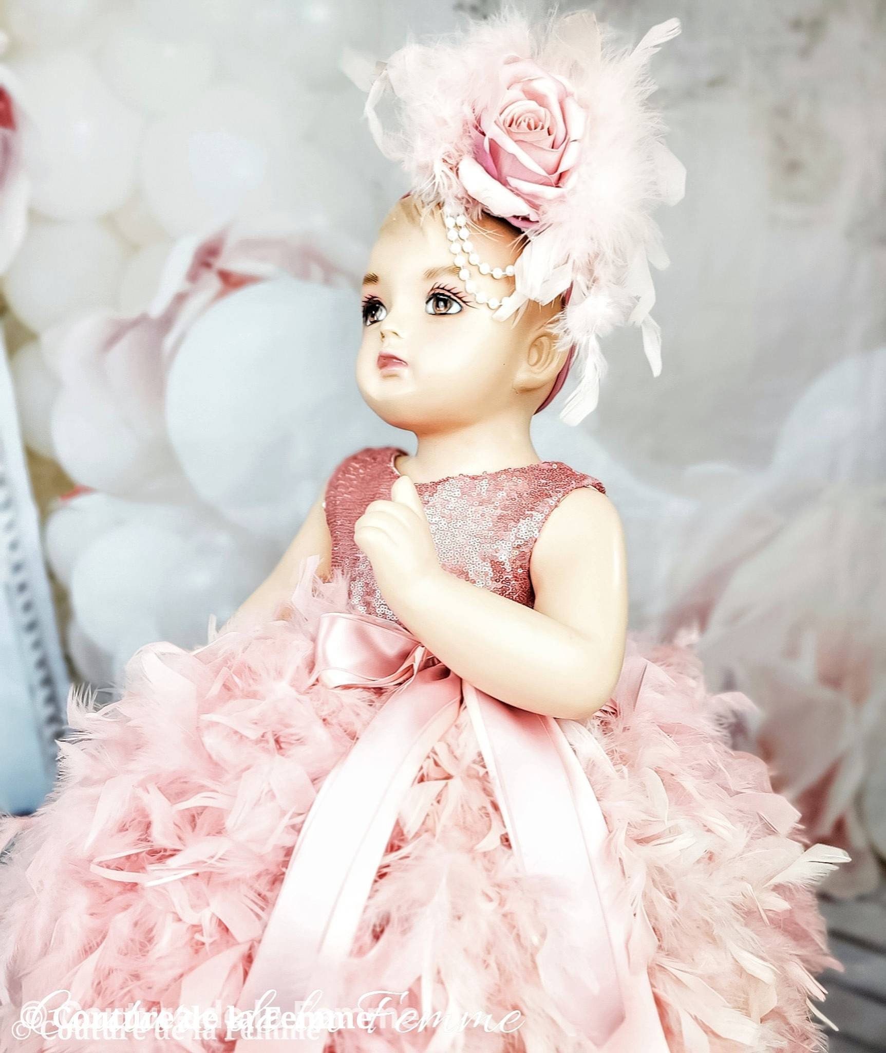 Baby Toddler Girls Rose Gold Dress Below the Knee Sequin Etsy