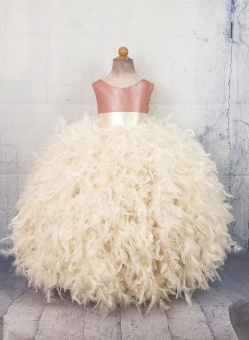 ivory and rose gold flower girl dress