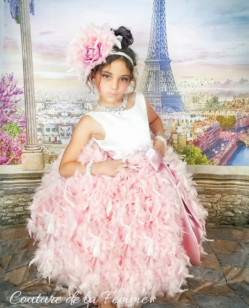 unique feather flower girl dresses