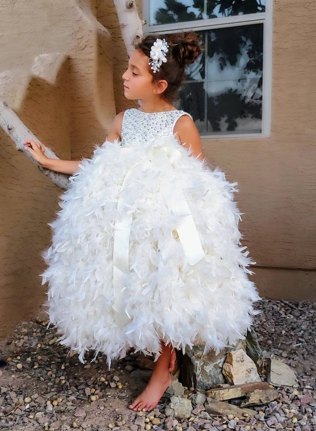 Stunning Off White Flower Girl Dress Birthday Dress formal | Etsy