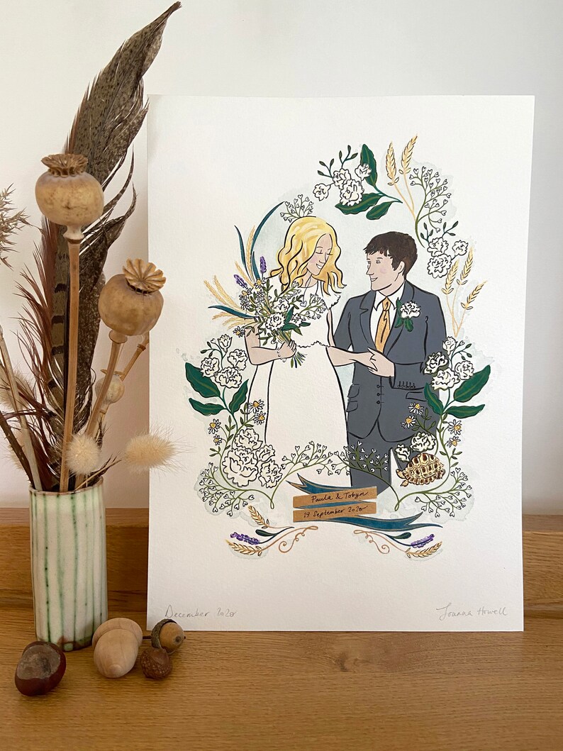 Custom Wedding Portrait; A4 size bespoke and personalised