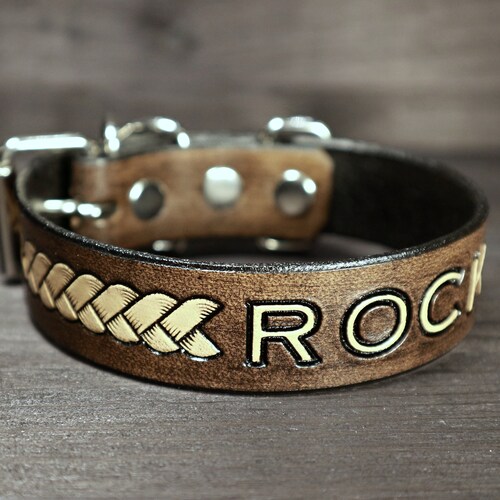 PERSONALIZED LEATHER COLLAR // With Name // Personalised Etsy
