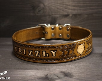 PERSONALIZED LEATHER COLLAR // Personalised leather dog collar // High quality dog collar // Dog collar with name // wolf // Stark