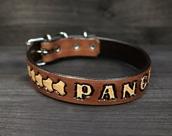 PERSONALIZED LEATHER COLLAR for small dogs, with name // Personalised leather dog collar // Collar with name // Leather collar