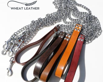 HEAVY CHAIN LEASH With Leather Handle // Heavy Chain Lead With Leather Handle // Matching Leash // Chain Leash // Matching Leather Leash //