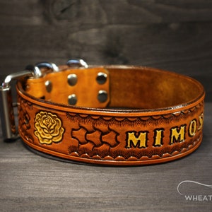 PERSONALIZED LEATHER COLLAR // Collar with name // Personalised leather dog collar // High quality dog collar // Personalized collar //Chief 2. Saddle Tan